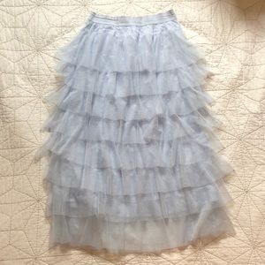 NWOT Anthropologie Baby Blue Tulle Midi Skirt